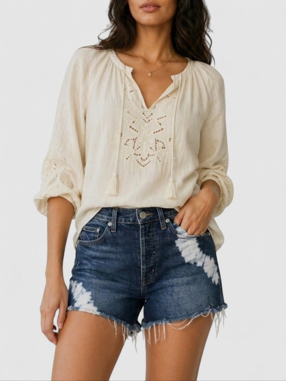 Edwin Cai Cutoff Denim Shorts Tie Dye Mirage High Rise Festival